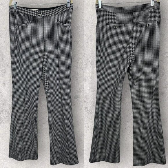 Anthropologie Houndstooth Flare Essential Trouser Size 12 Pants Tailored Minimal - Picture 4 of 13
